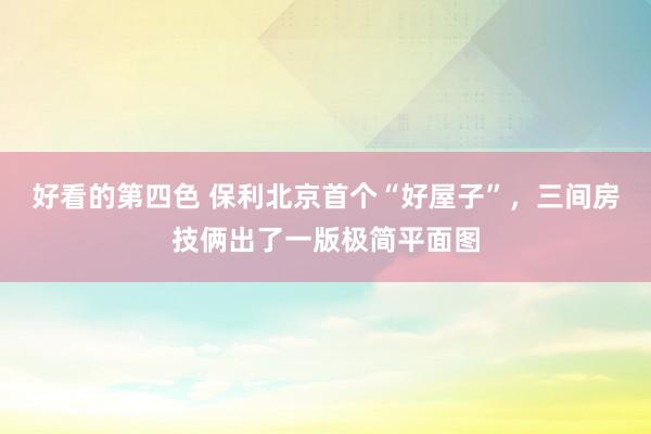 好看的第四色 保利北京首个“好屋子”，三间房技俩出了一版极简平面图