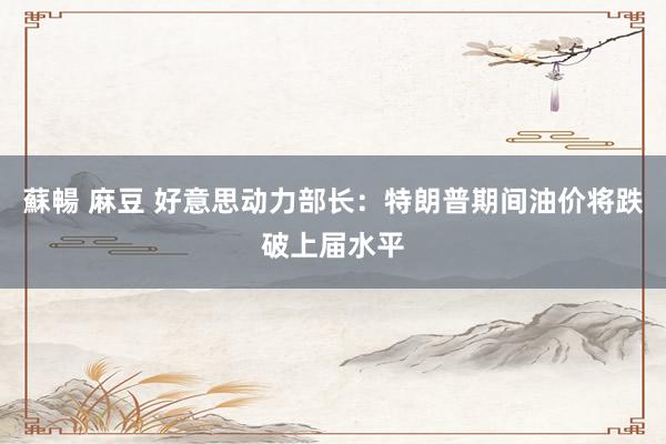 蘇暢 麻豆 好意思动力部长：特朗普期间油价将跌破上届水平