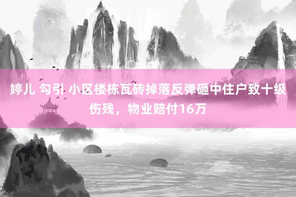 婷儿 勾引 小区楼栋瓦砖掉落反弹砸中住户致十级伤残，物业赔付16万